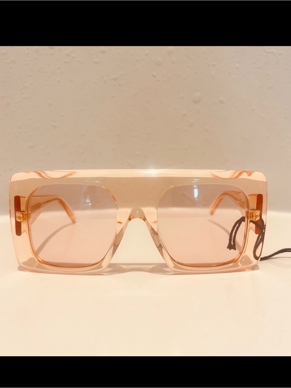 Stella MacCartney Square Clear Orange Bio Material Women’s Sunglasses NEW